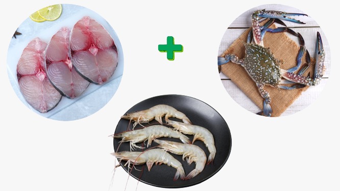 Combo6(Vanjaram (M)(500g)+Crab(1kg)+Prawns(M)(1kg))

